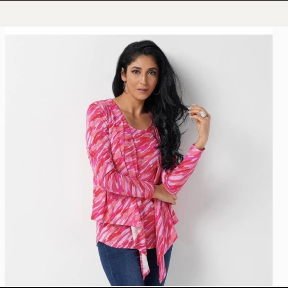 Belle By Kim Pink Camo Top and Sweater Set  L